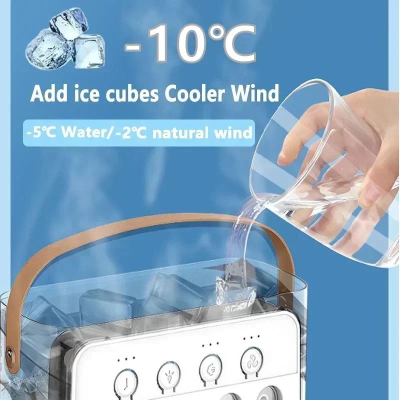 2025 New 3 in 1 Household Air Cooler Portable Small Fan with Humidifier and LED Nightlight Energy Saving