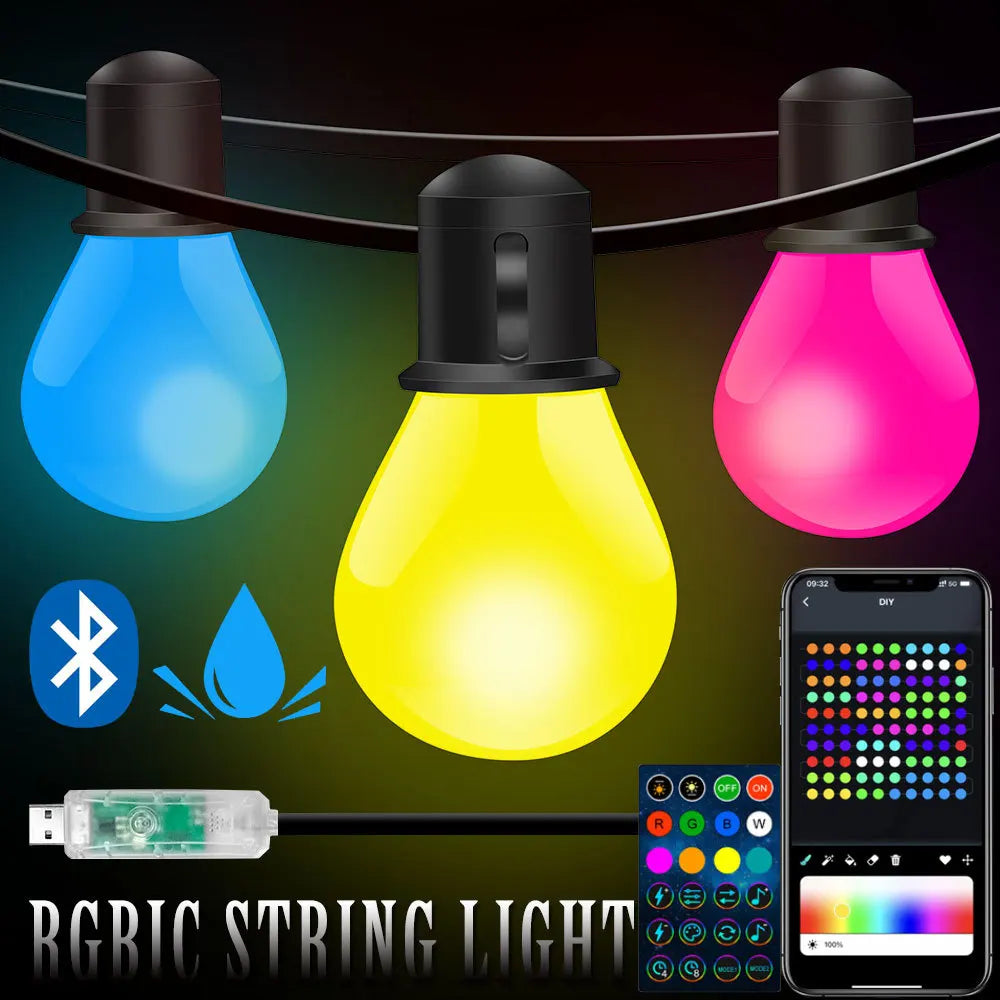 Smart G40 LED Bulb String 15M/30M 25/50 Bulbs Decor Light