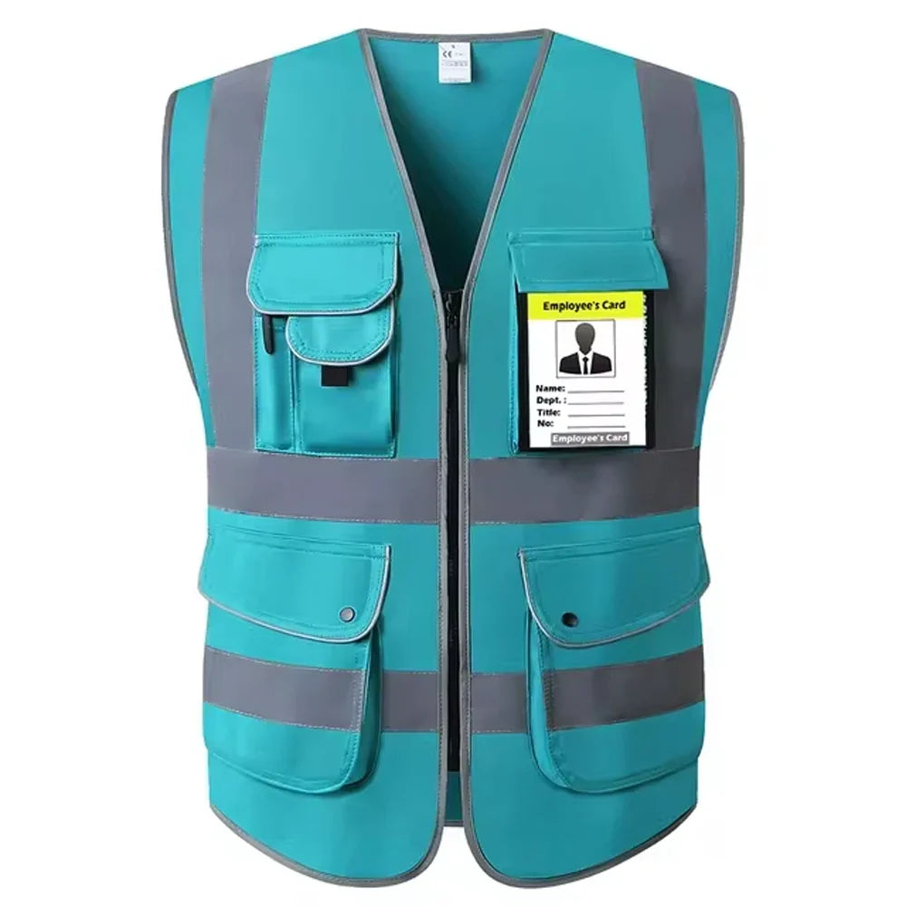 9 Pockets Class 2 High Visibility Reflective Safety Vest for Men Women Work Construction Orange Safety Vests Hi Vis Workwear