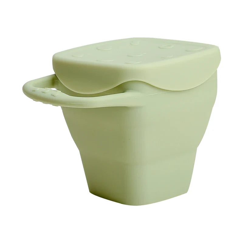 Baby Silicone Snack Cups for Toddlers Spill Proof Collapsible Toddle Portable Silicone Snack with Lids Baby food Storage Tank