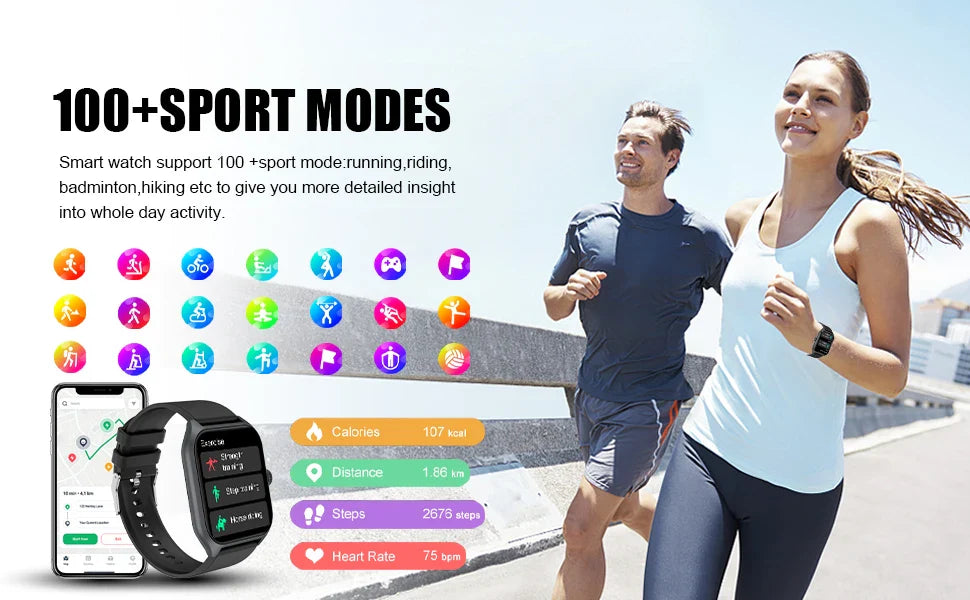 AI Voice Assistant Smart Watch for Men Women, 1.96'' HD Screen Activity Trackers with 100+Sports/ Sleep/ Heart Rate Monitor