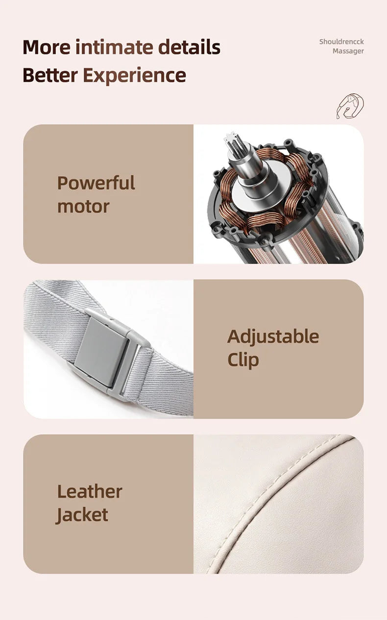 20W Beige Neck And Shoulder Massager Wireless Shoulder And Back Kneading Massage Shawl Trapezius Neck Cervical Masajeador