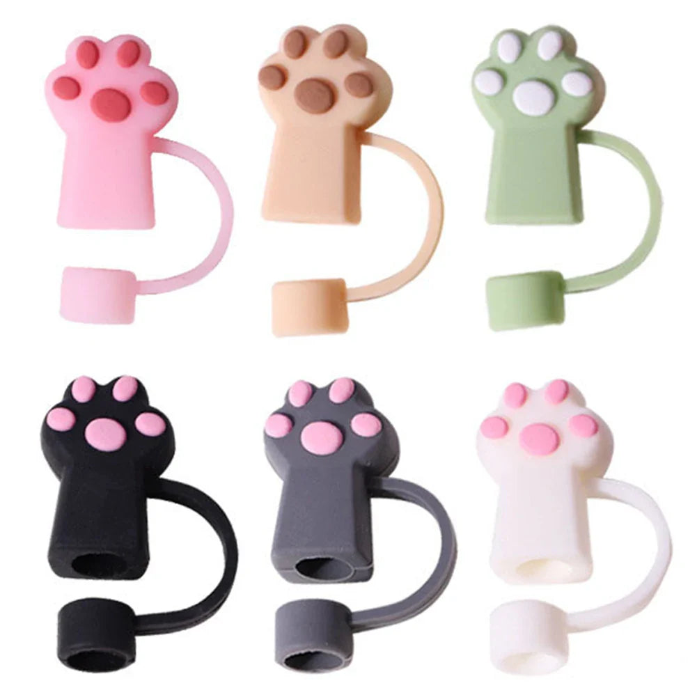 6Pcs Silicone Cat Paw Straw Covers Dust-Proof Cat Paw Straw Caps Cat Paw Straw Toppers for Stanley 30/40oz Tumbler Accessories