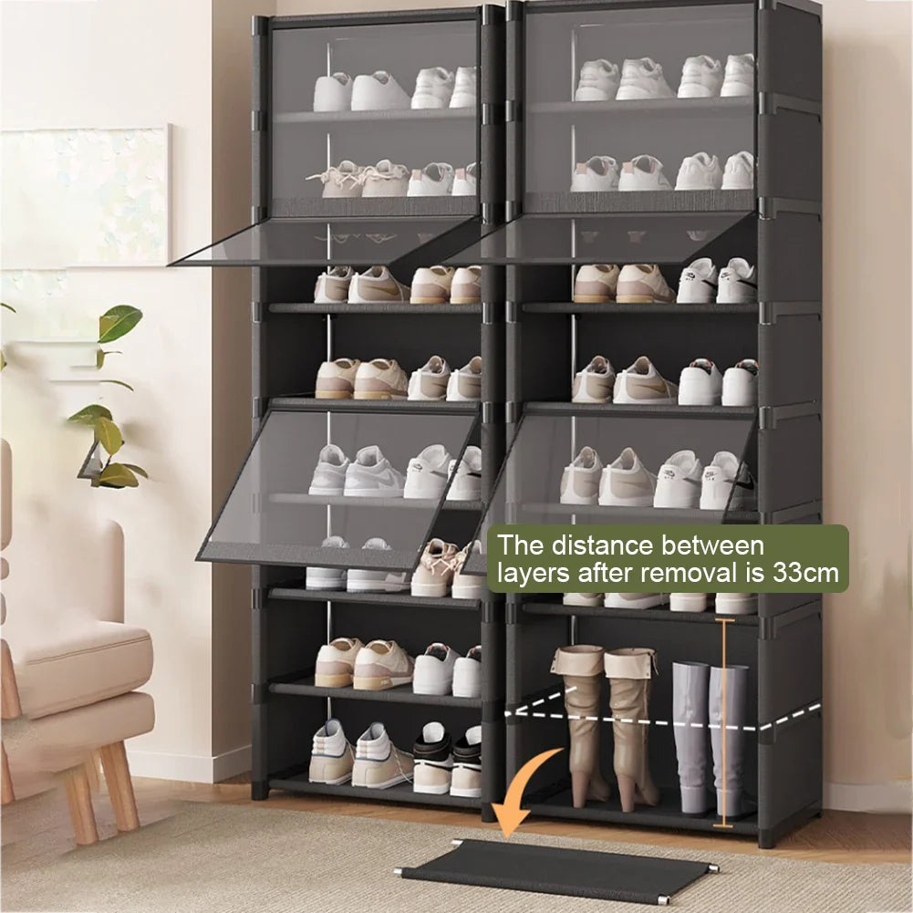 9-Tier Shoe Rack Organizer Holds 18 Pairs 18 Pair Narrow Shoes Shelf Cabinet Sneaker Rack Organizer Shoes Cabinet Closed Shelves