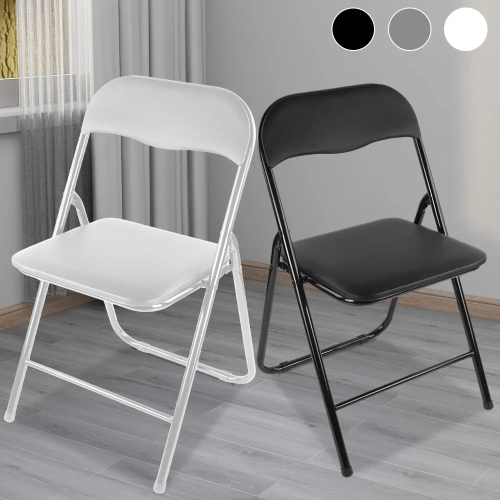 1pc Folding chair Dining Room Chair Office Household Backrest Chairs PU Leather backrest chair Portable Outdoor Chair Camping
