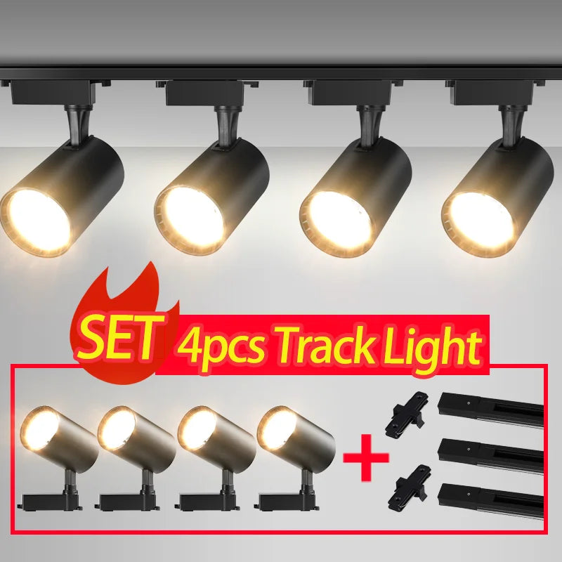 Whole Set 220V Led Track Light Fixture Rail Lighting System