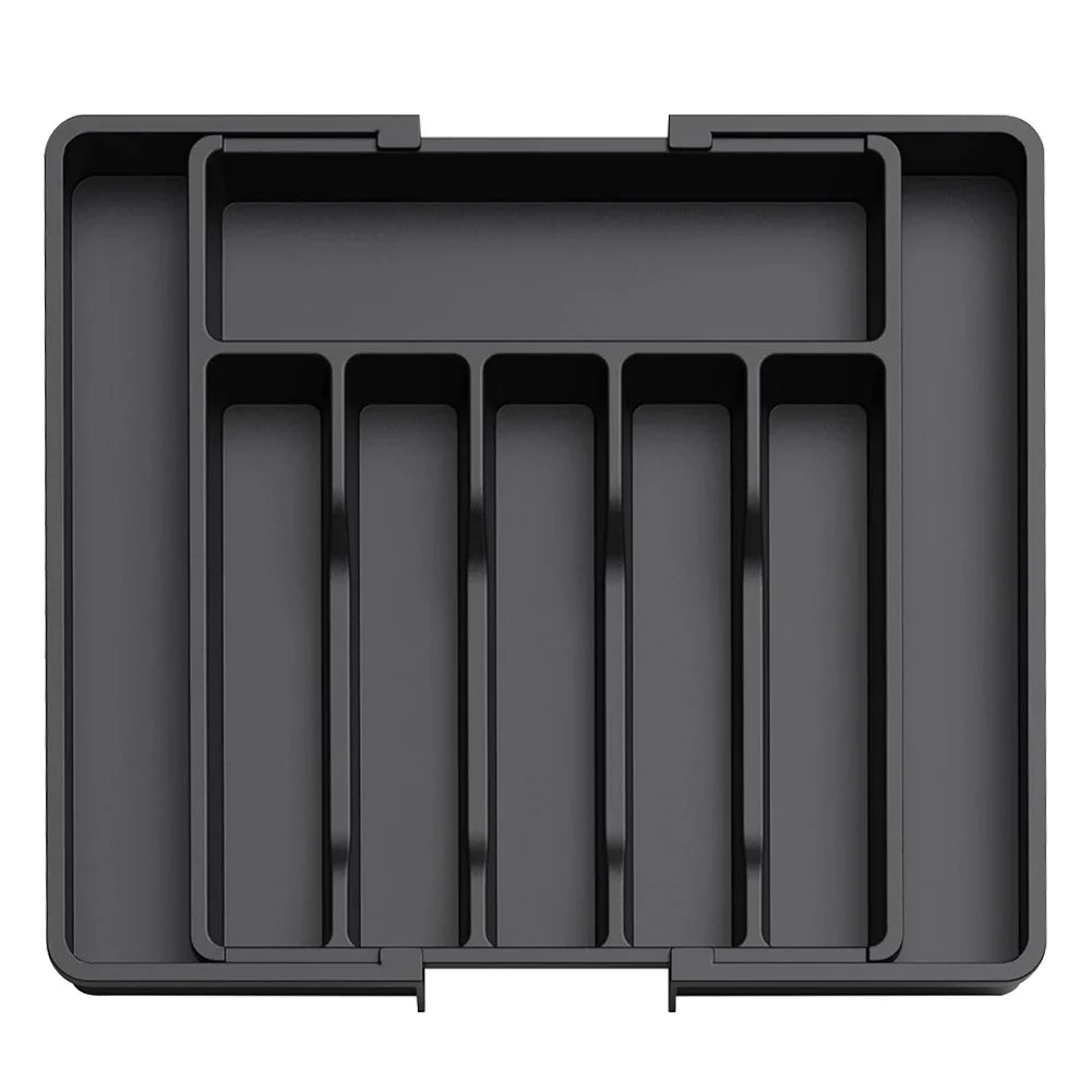 Adjustable Flatware Tableware Organizer Expandable Utensil Tray with Dividers Utensil Holder Storage Tray for Spoons Fork Knives