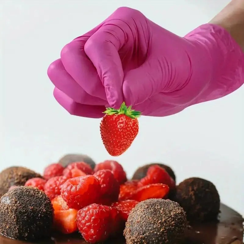 50/100PCS Disposable Pink Nitrile Gloves for Hairdressing Manicure Washing Cars Waterproof Dishwashing  Kitchen Tools Latex Free