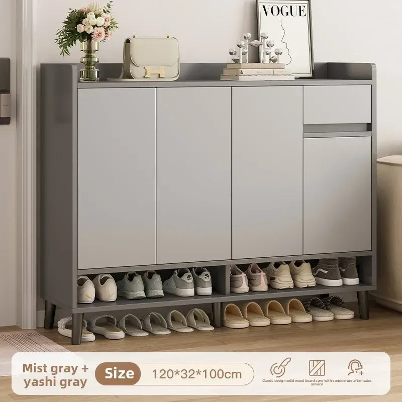 Corridor Shoe Cabinet At The Entrance of The Home Corridor Indoor Entrance Door Entrance Cabinet New Solid Wood Rack Shoe Shelf