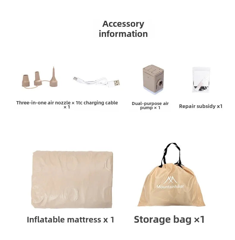 MOUNTAINHIKER 2025 Interior Air Mattress Glamping Mats PVC Inflatable Sleeping Mattress 1/3 Person Camping Bed Mat Built-in Pump