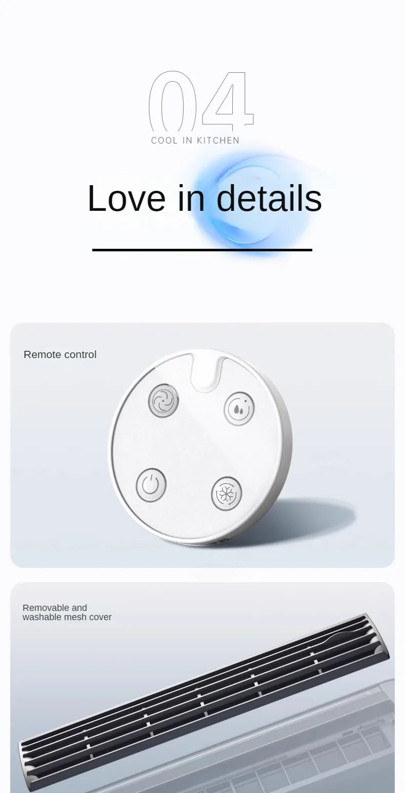 Kitchen Air Conditioning Refrigeration Wall-Mounted Fan Large Wind Rechargeable Fan Household Stand Remote Control Portable Fan