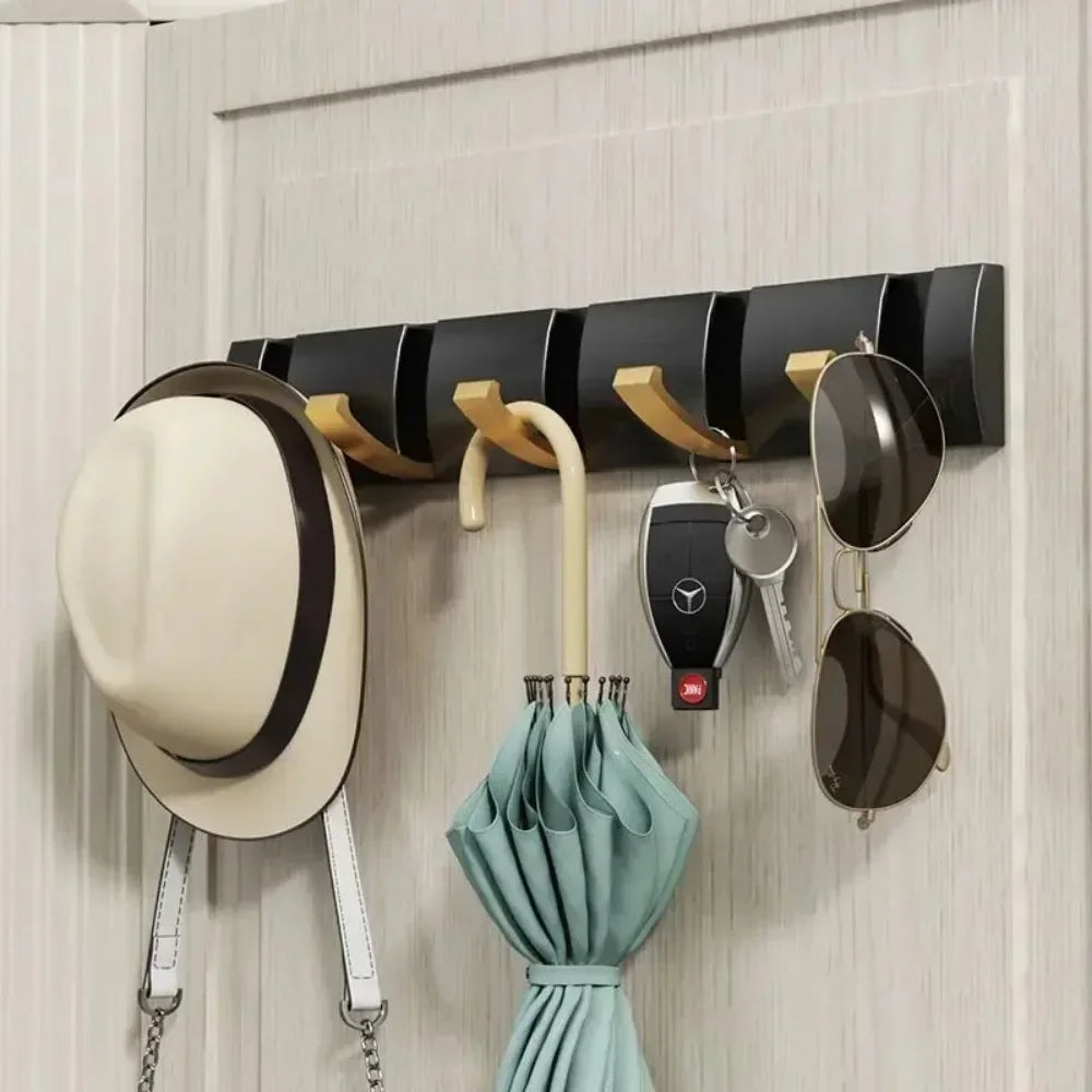 Bathroom Black Golden Hook Folding No Punch Installation Wall Mounted Rack Hooks Towel Clothes Holder Racks Hooks Bedroom