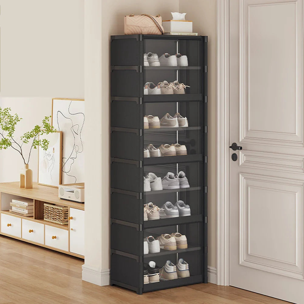 9-Tier Shoe Rack Organizer Holds 18 Pairs 18 Pair Narrow Shoes Shelf Cabinet Sneaker Rack Organizer Shoes Cabinet Closed Shelves