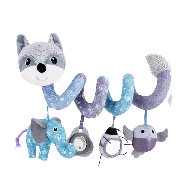Newborns Spiral Hanging Activity Stroller Toy Baby Carseat Toy Black & White Lion Koala Rattle  for Crib Mobile Sensory Toy Gift
