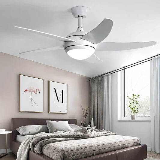 52 Inch White Ceiling Fan with LED Light Kit, 5 Blades and Remote Control