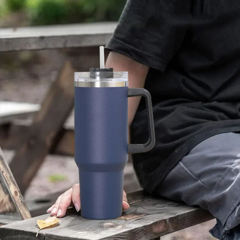 40oz Mug Tumbler With Handle Insulated Tumbler With Lids Straw Stainless Steel Coffee Tumbler Termos Cup With Brand Logo