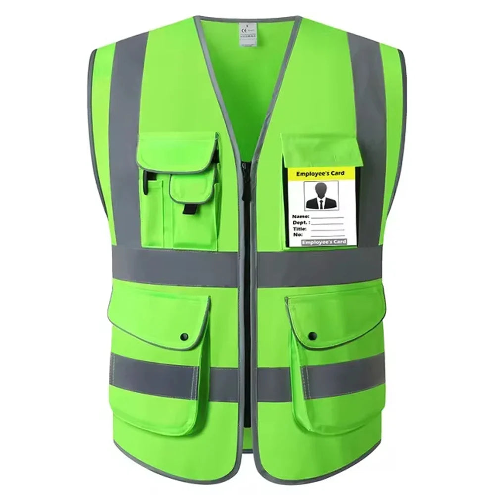 9 Pockets Class 2 High Visibility Reflective Safety Vest for Men Women Work Construction Orange Safety Vests Hi Vis Workwear