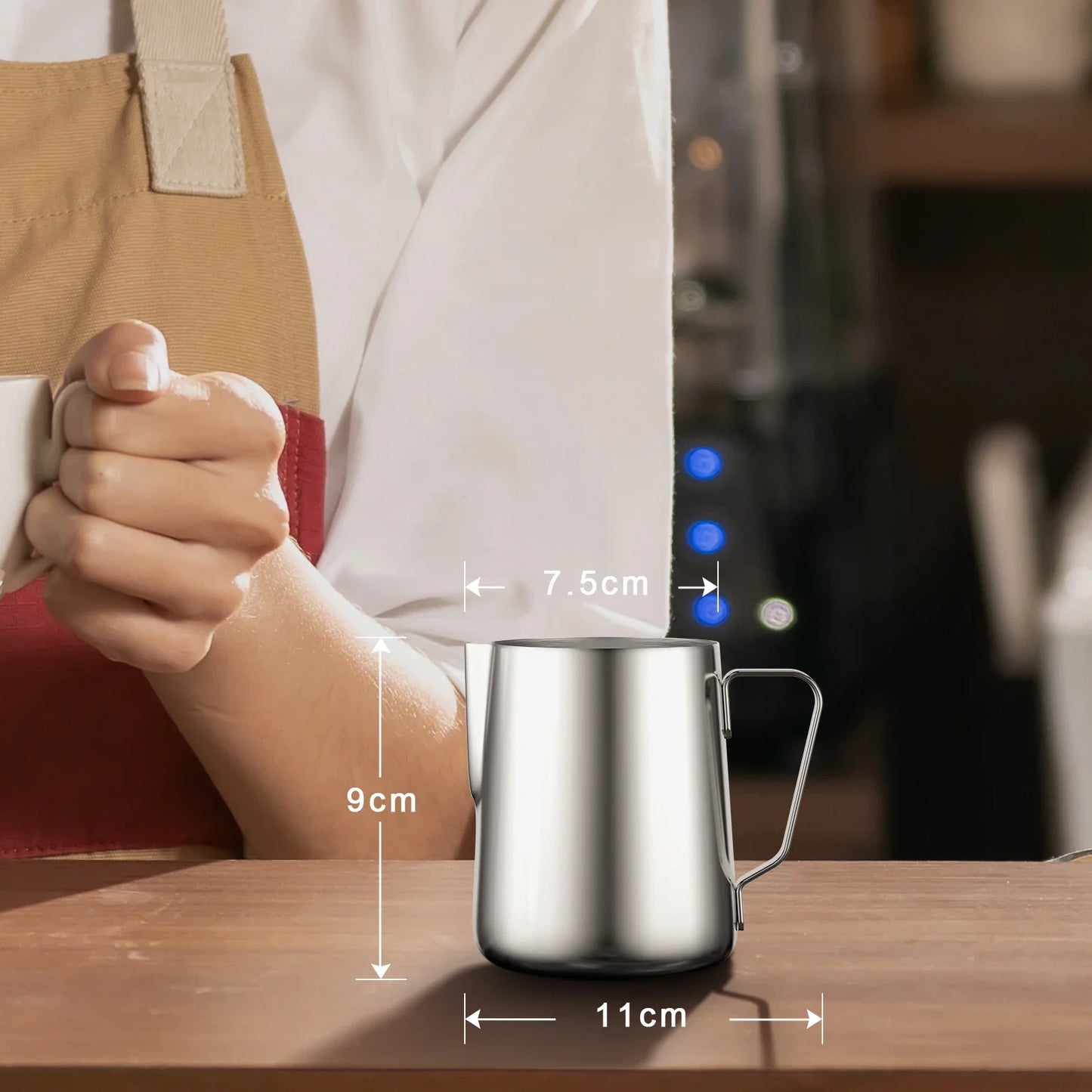 Biolomix Stainless Steel Coffee Steam Milk Cup 350ml for Milk frothier, Coffee Machine