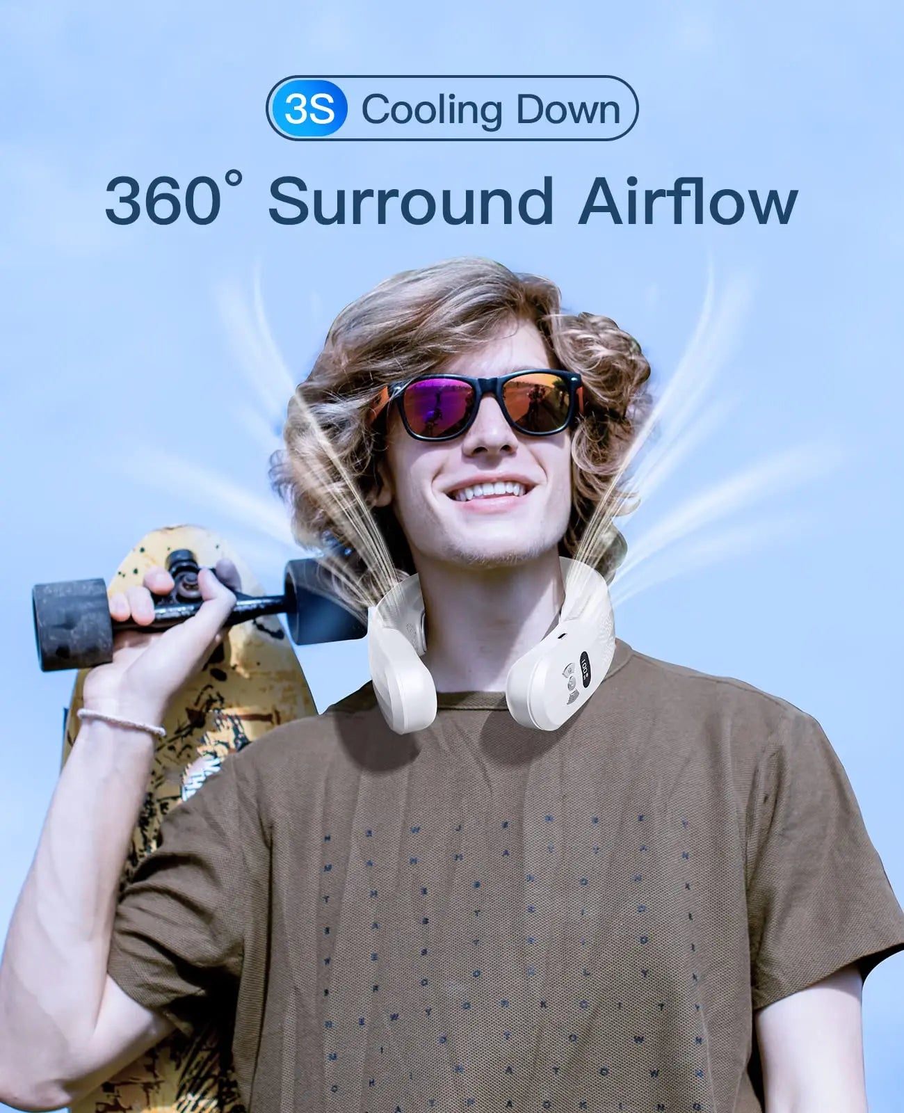 2025 New Wearable Air Conditioner USB Rechargeable Portable 3 Refrigeration Hanging Neck Fan Mute 6000mAh Outdoor Summer Cooler