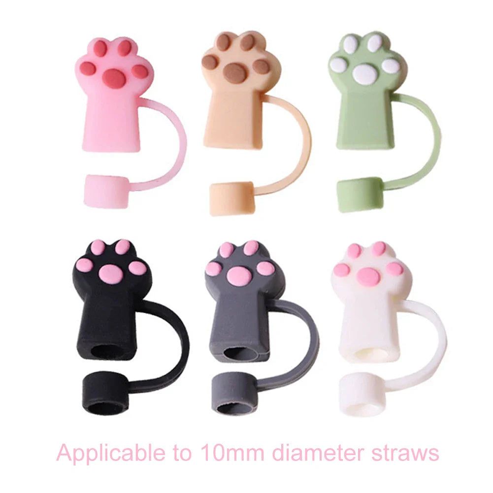 6Pcs Silicone Cat Paw Straw Covers Dust-Proof Cat Paw Straw Caps Cat Paw Straw Toppers for Stanley 30/40oz Tumbler Accessories