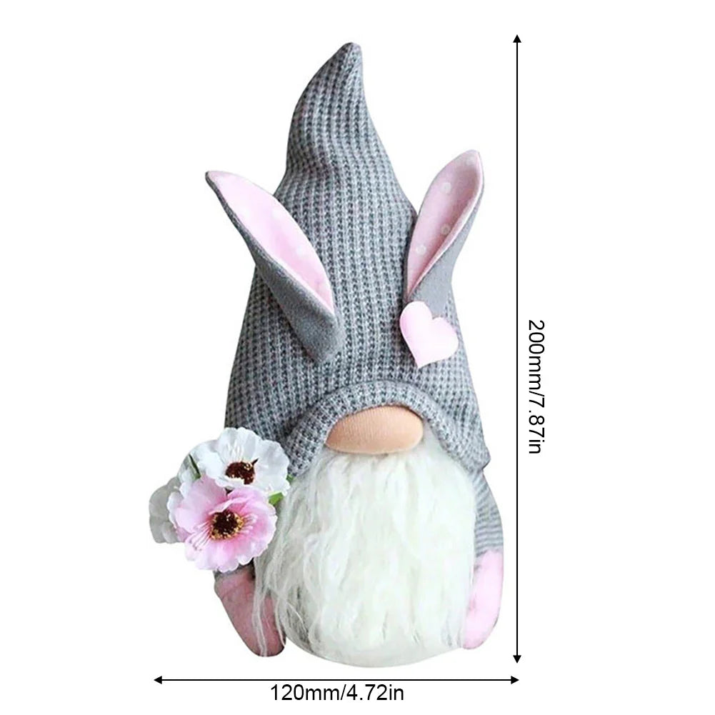 2Pcs Rabbit Ear Faceless Gnome with Knitted Hat Easter Old Man Dwarf Decor Festival Theme for Bedroom Living Room Decor