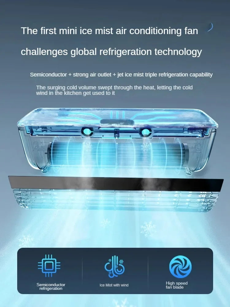 Kitchen Air Conditioning Refrigeration Wall-Mounted Fan Large Wind Rechargeable Fan Household Stand Remote Control Portable Fan