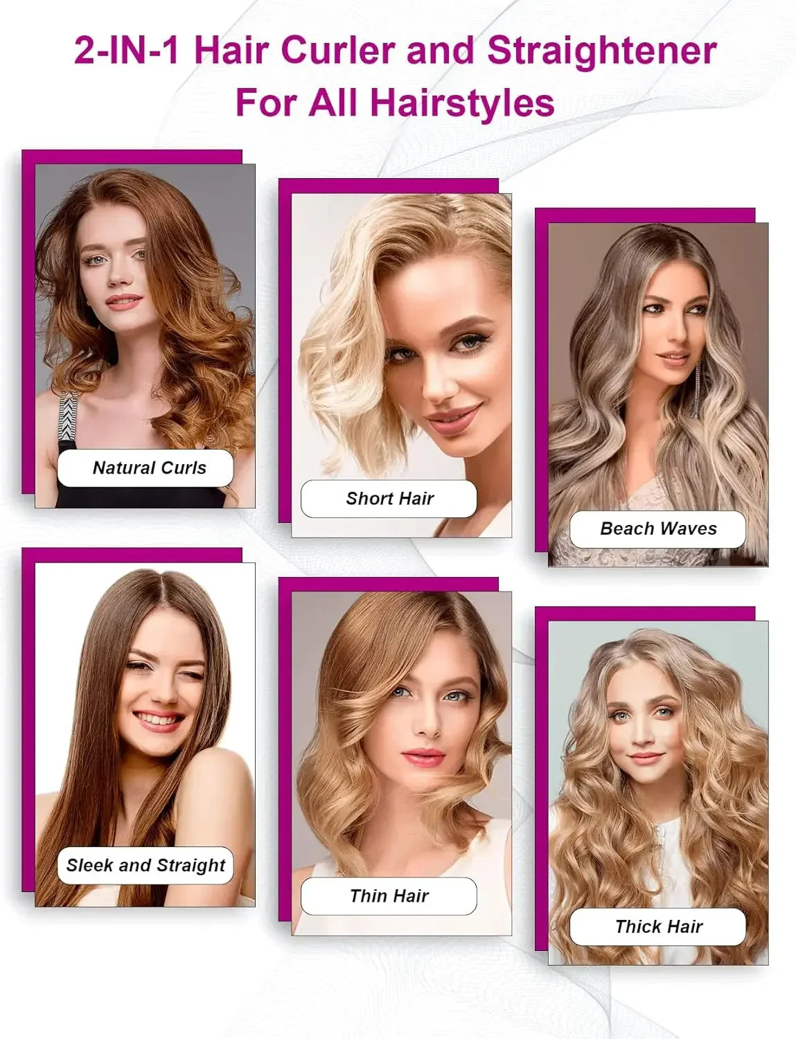 2-in-1 Hair Straightener and Dryer Combo - Negative Ion Heating Flat Iron for Quick, Long - Lasting Hair Styling at Home，salon