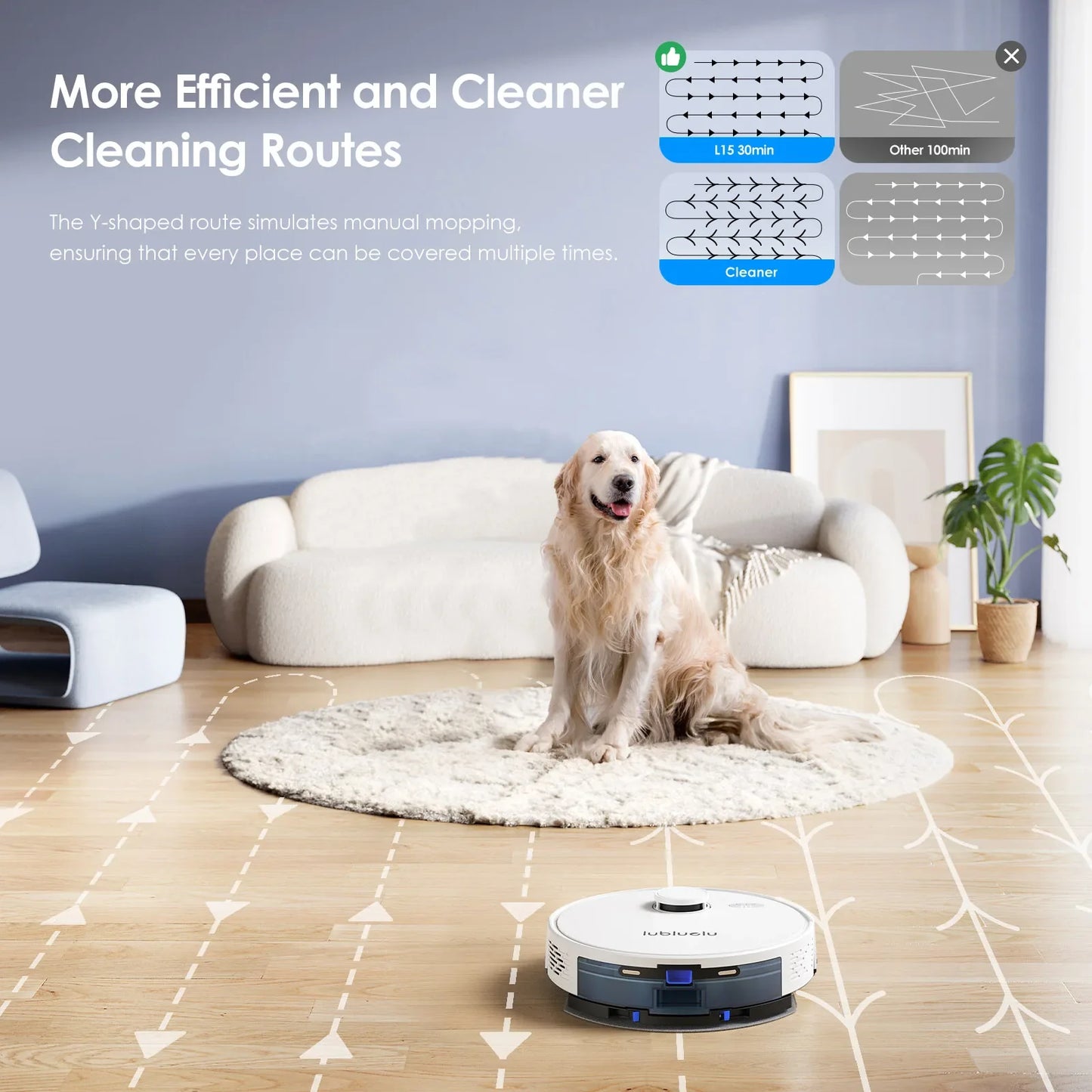 Lubluelu L15 Robot Vacuum And Mop Combo 5000Pa, Auto-Charging, 5 Maps, Robot Vacuum, 30 No-go Zones, 3 In 1 Robot Vacuum Cleaner