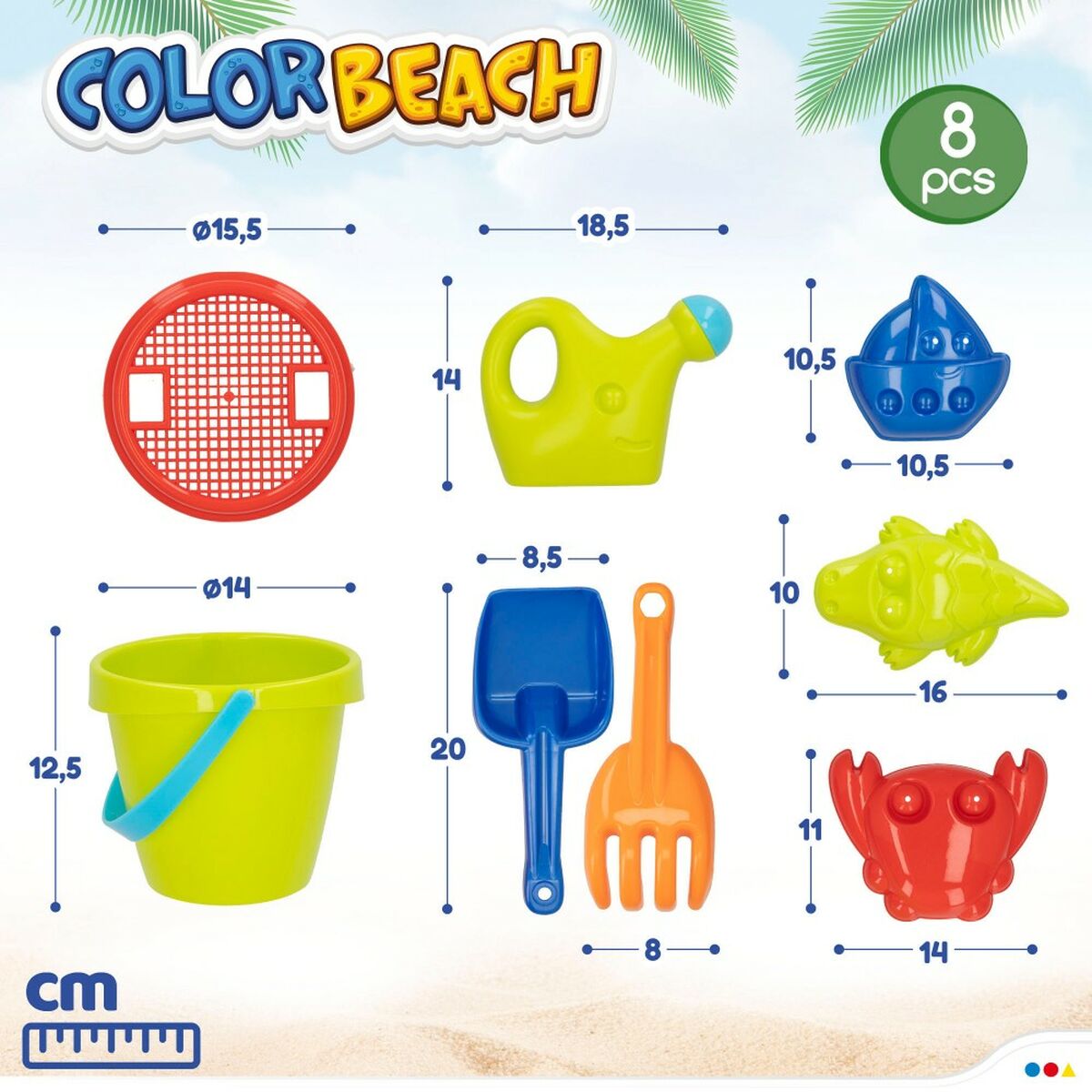 Beach toys set Colorbaby polypropylene (18 Units)