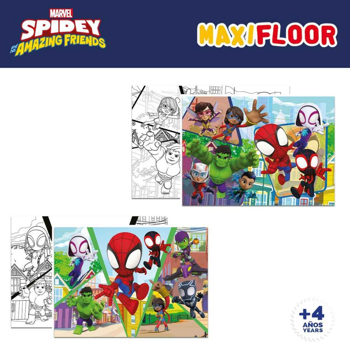 4-Puzzle Set Spidey 35 x 1,5 x 25 cm 48 Pieces (6 Units)