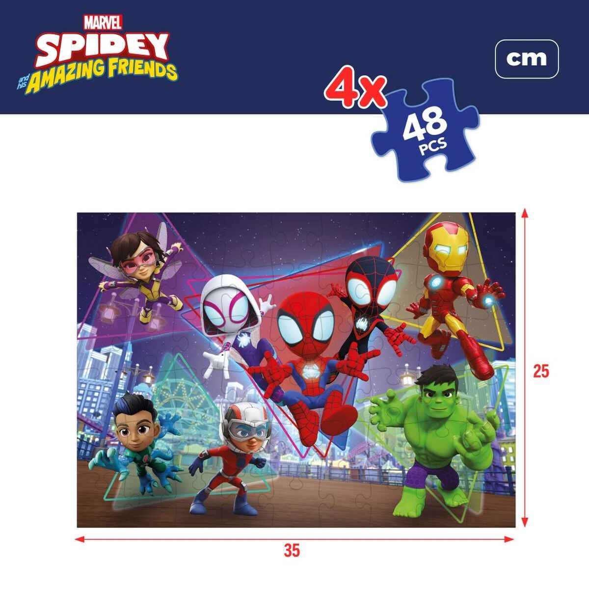 4-Puzzle Set Spidey 35 x 1,5 x 25 cm 48 Pieces (6 Units)