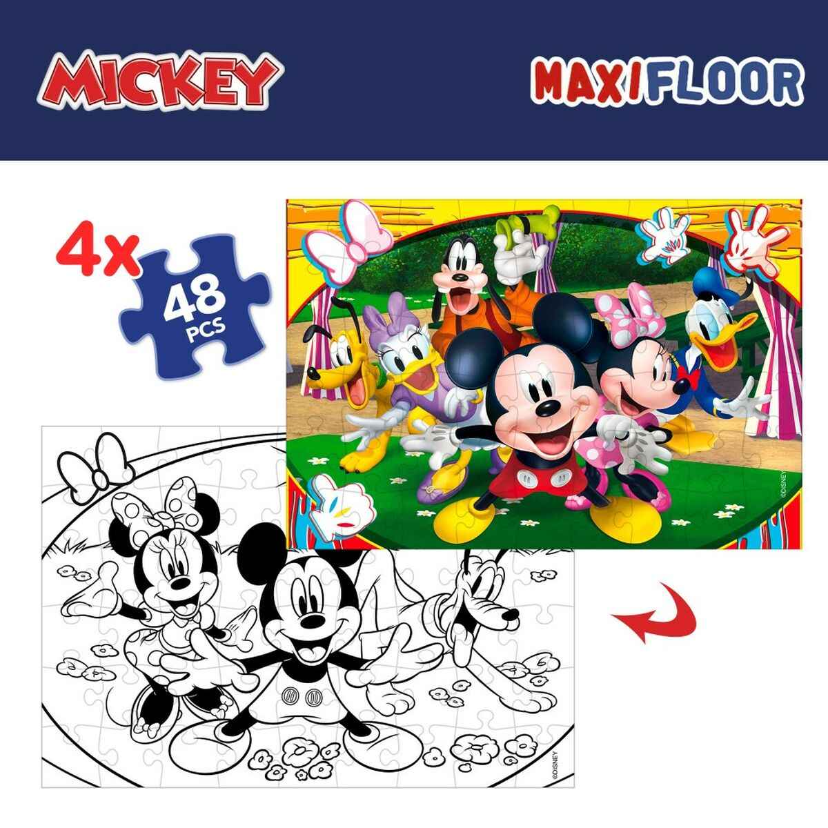 4-Puzzle Set Mickey Mouse 35 x 1,5 x 25 cm 48 Pieces (6 Units)