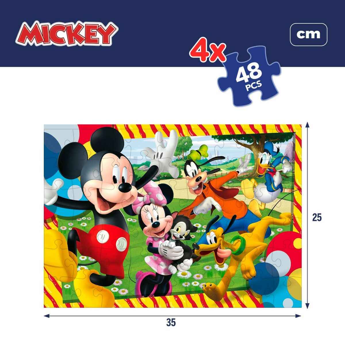 4-Puzzle Set Mickey Mouse 35 x 1,5 x 25 cm 48 Pieces (6 Units)