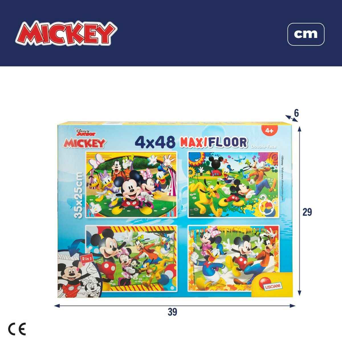 4-Puzzle Set Mickey Mouse 35 x 1,5 x 25 cm 48 Pieces (6 Units)