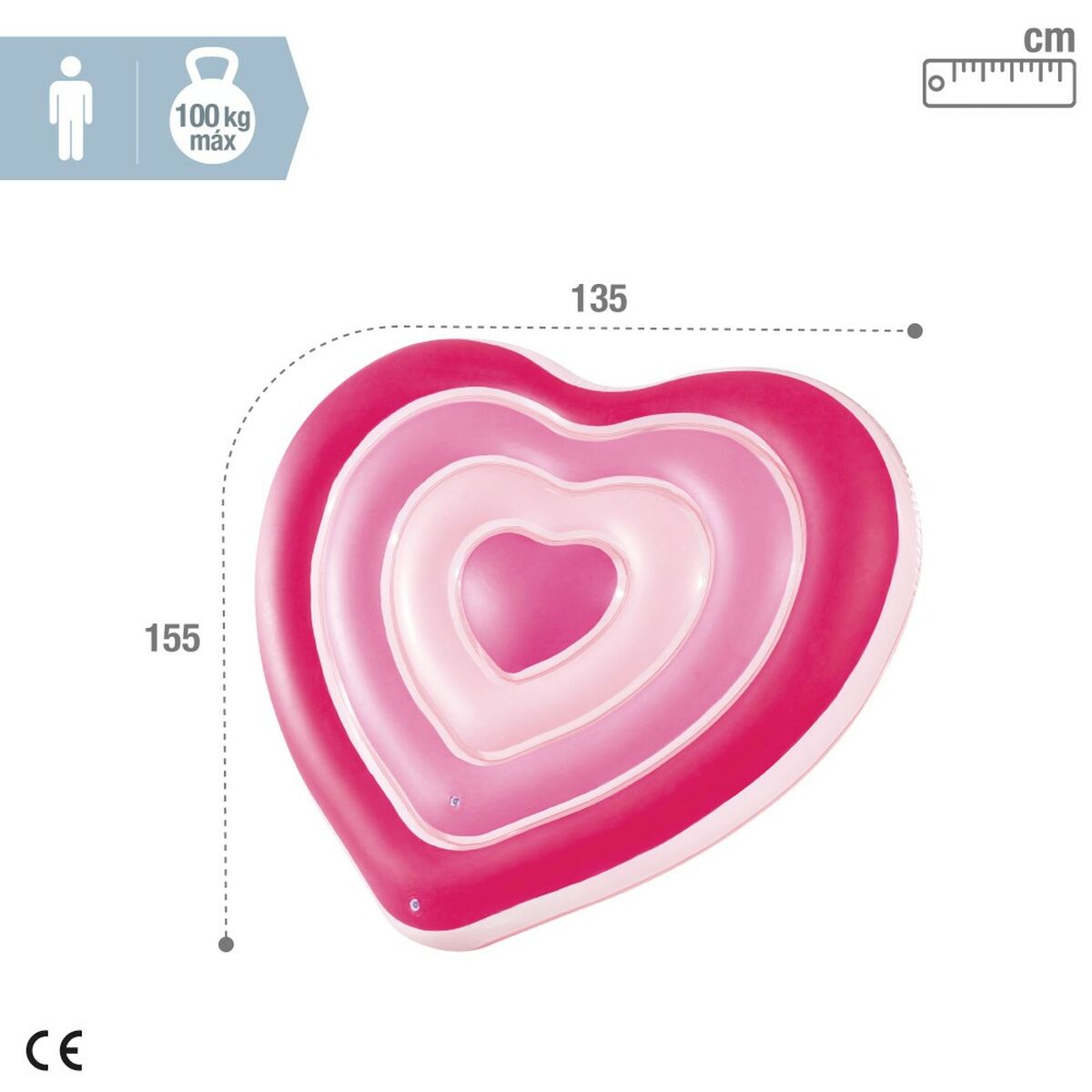Air mattress Intex Heart 135 x 155 x 25 cm Pink (6 Units)