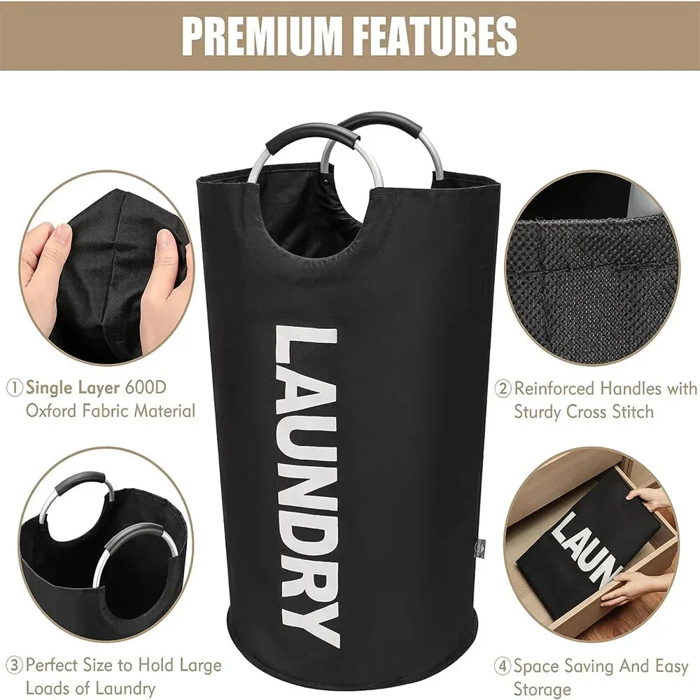 90L Large Laundry Basket, Collapsible Laundry Bag, Freestanding Tall Clothes Hamper, Foldable Washing Bin,Toy storage ,Pouch