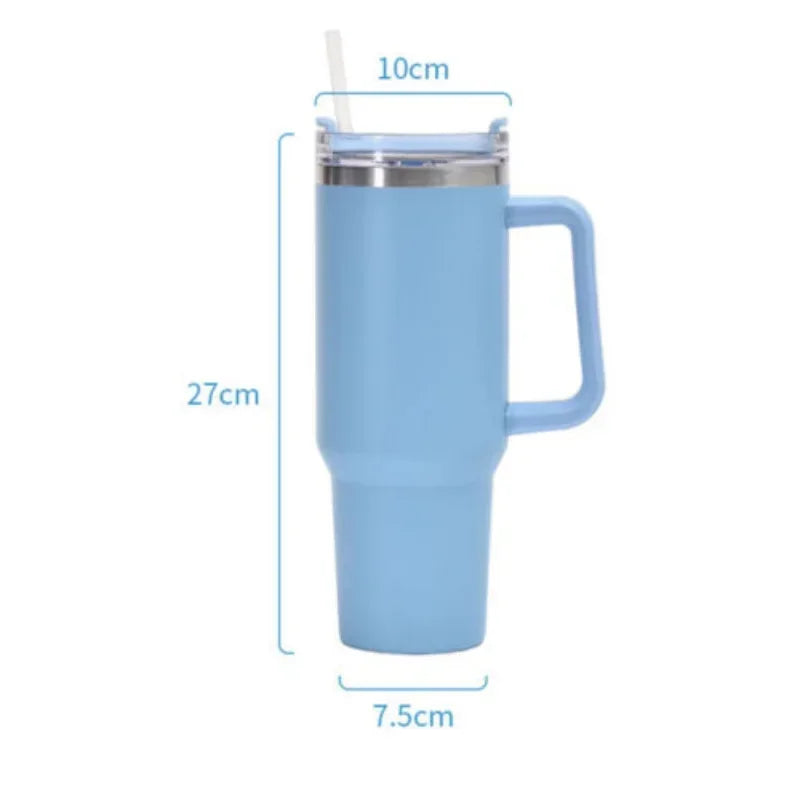 40oz Mug Tumbler With Handle Insulated Tumbler With Lids Straw Stainless Steel Coffee Tumbler Termos Cup With Brand Logo
