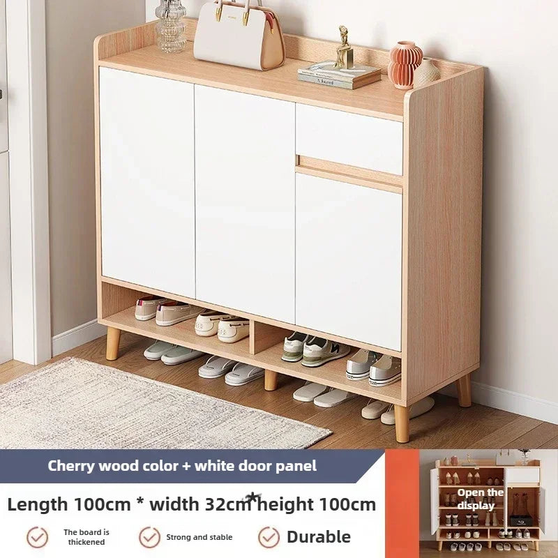 Corridor Shoe Cabinet At The Entrance of The Home Corridor Indoor Entrance Door Entrance Cabinet New Solid Wood Rack Shoe Shelf