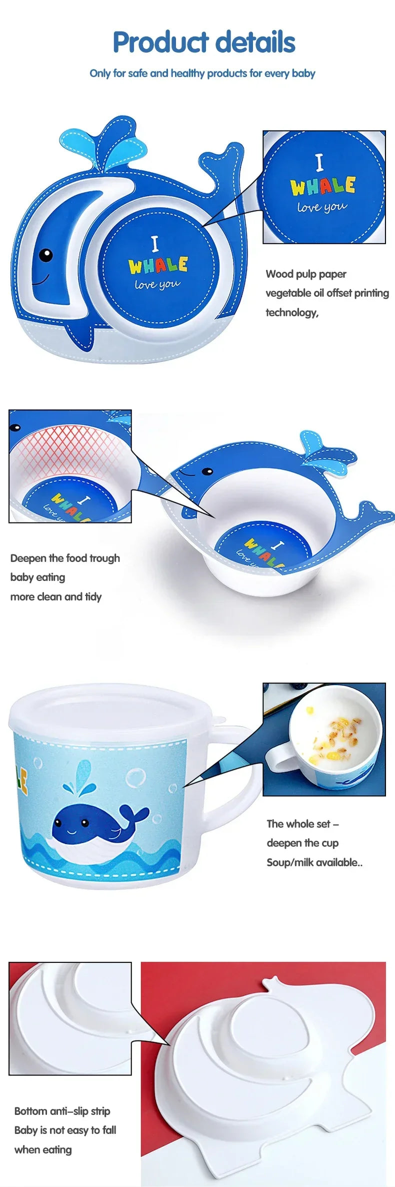 Bamboo Baby Feeding Bowl Set – Natural Fiber Eco-Friendly Tableware