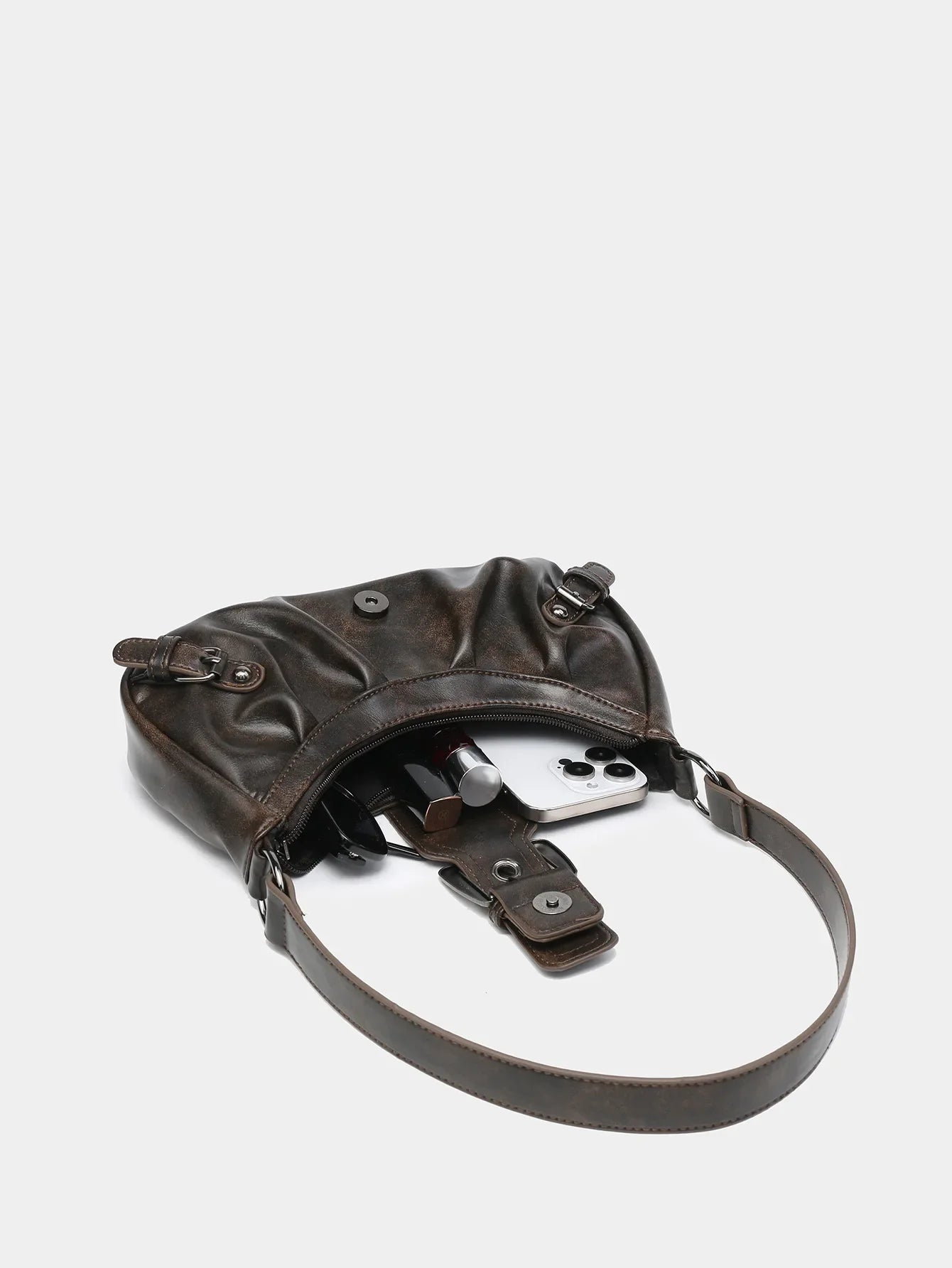 Hot Selling Maillard-Style Retro Small Bag Spicy Girl Y2K Wasteland-style Vintage Leather Shoulder Armpit Bag 2025