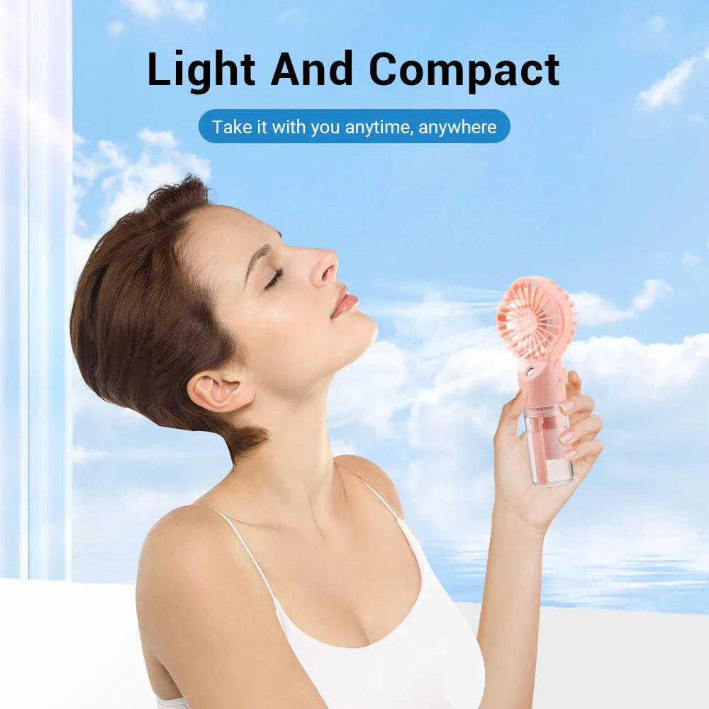 1pc Portable Handheld Spray Fan Mini Water Mist Cooling Fan for Student Dormitory Outdoor Summer Supplies Small Personal Fan
