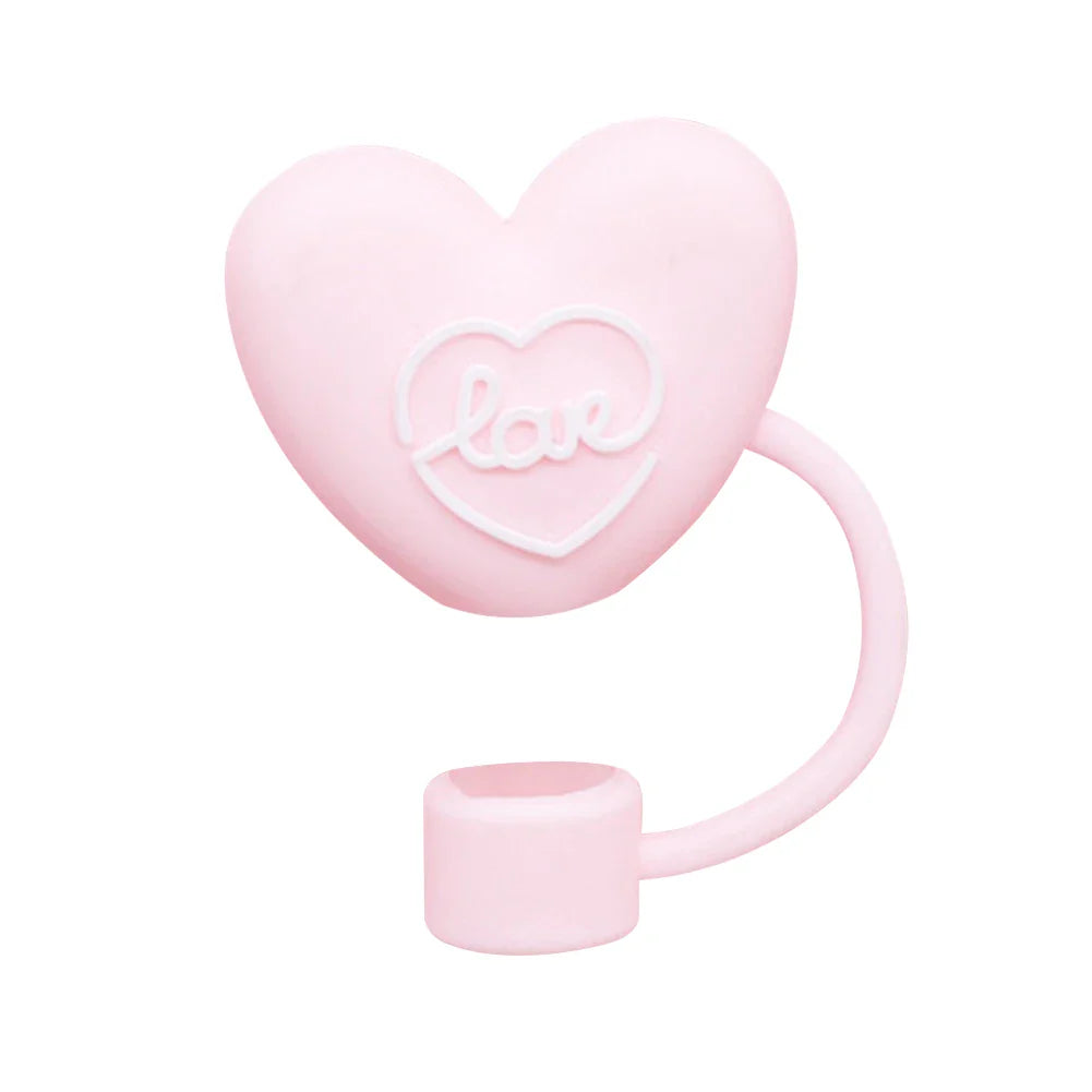 6Pcs Cute Heart Straw Covers Reusable Heart Cup Straw Covers Heart Straw Tips Protectors for Stanley 30/40oz Tumbler Accessories