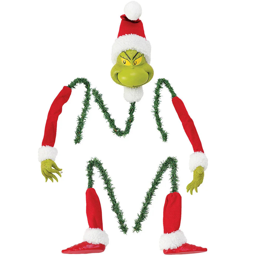 5PCS Stole Stuffed Stuck Topper Garland Ornament Head/Arms and Legs Grinch Elf Body Tree Decoration Xmas for Christmas Tree