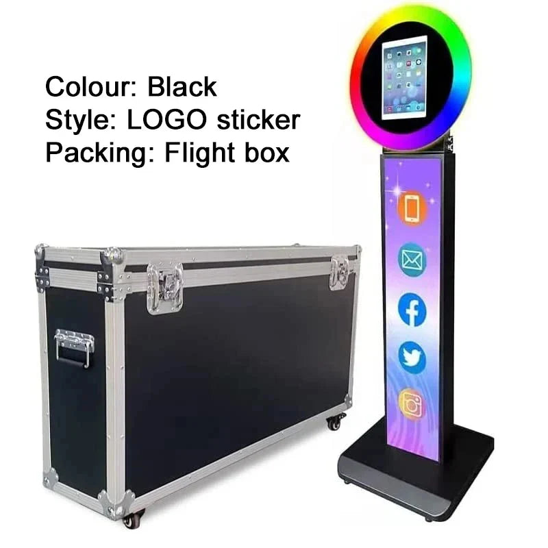 iPad Photo Booth Selfie Machine Shell Adjustable Stand Photobooth With LED Ring Light Customized LOGO For Wedding Partys Events