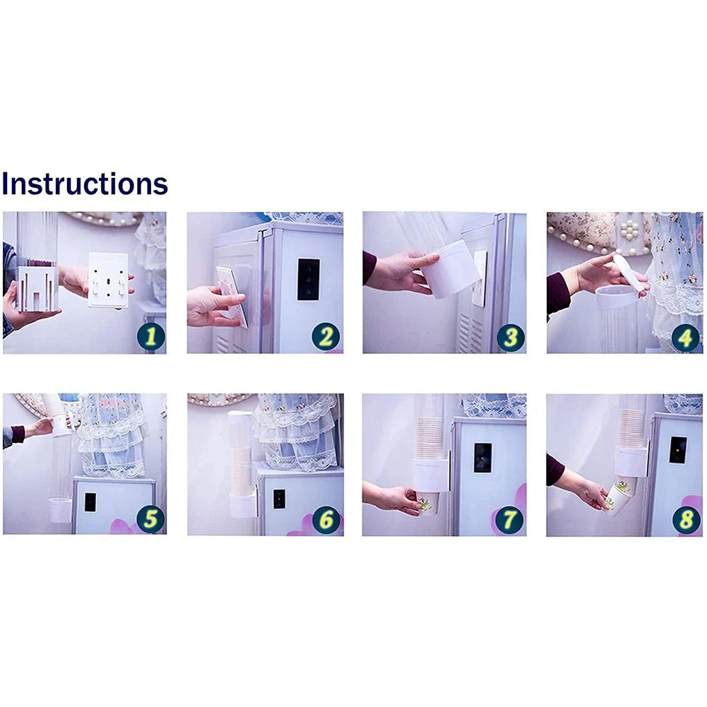 7Oz Cup Dispenser - Wall Mounted Holder for 3-7oz Disposable Cups Bathroom Water Dispenser