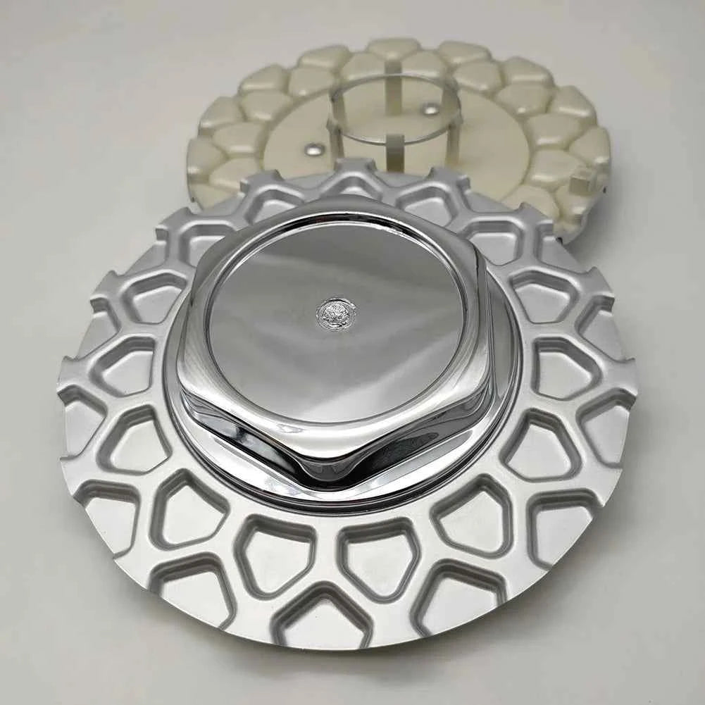 1pc Wheel Center Cap Silver 6.18 Inch/2.05 Inch 157 MM/52 MM Wheel Center Hub Cap Flower Pattern Personalized Tire Hub Sticker
