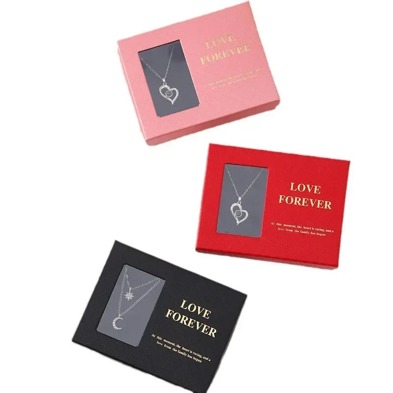 Valentine's Day Jewelry Gift Packaging Box  6 Rose Pendants Ring Bracelet Eternal Flower Window Opening Jewelry Box Romantic Bag