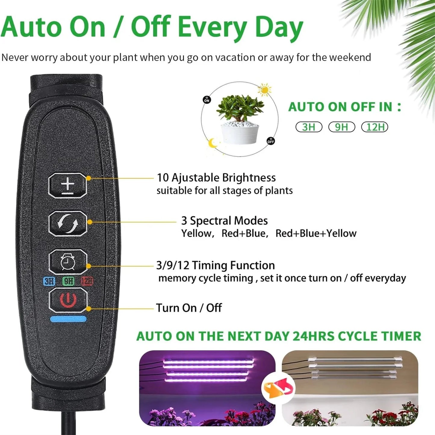 3 Colors Indoor Led Grow Light USB DC5V Timer Phyto Lamp For Plants