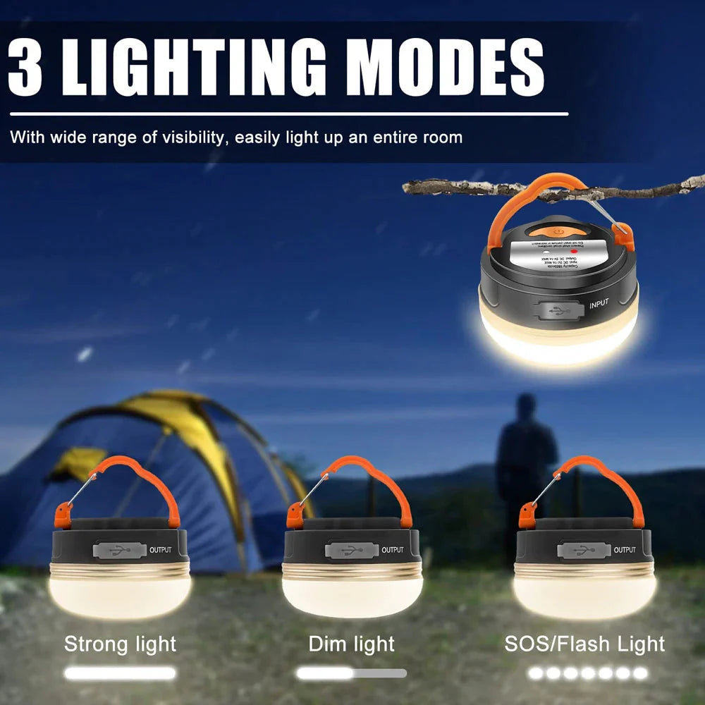 High Power Camping Lantern Tents Lamp USB Rechargeable