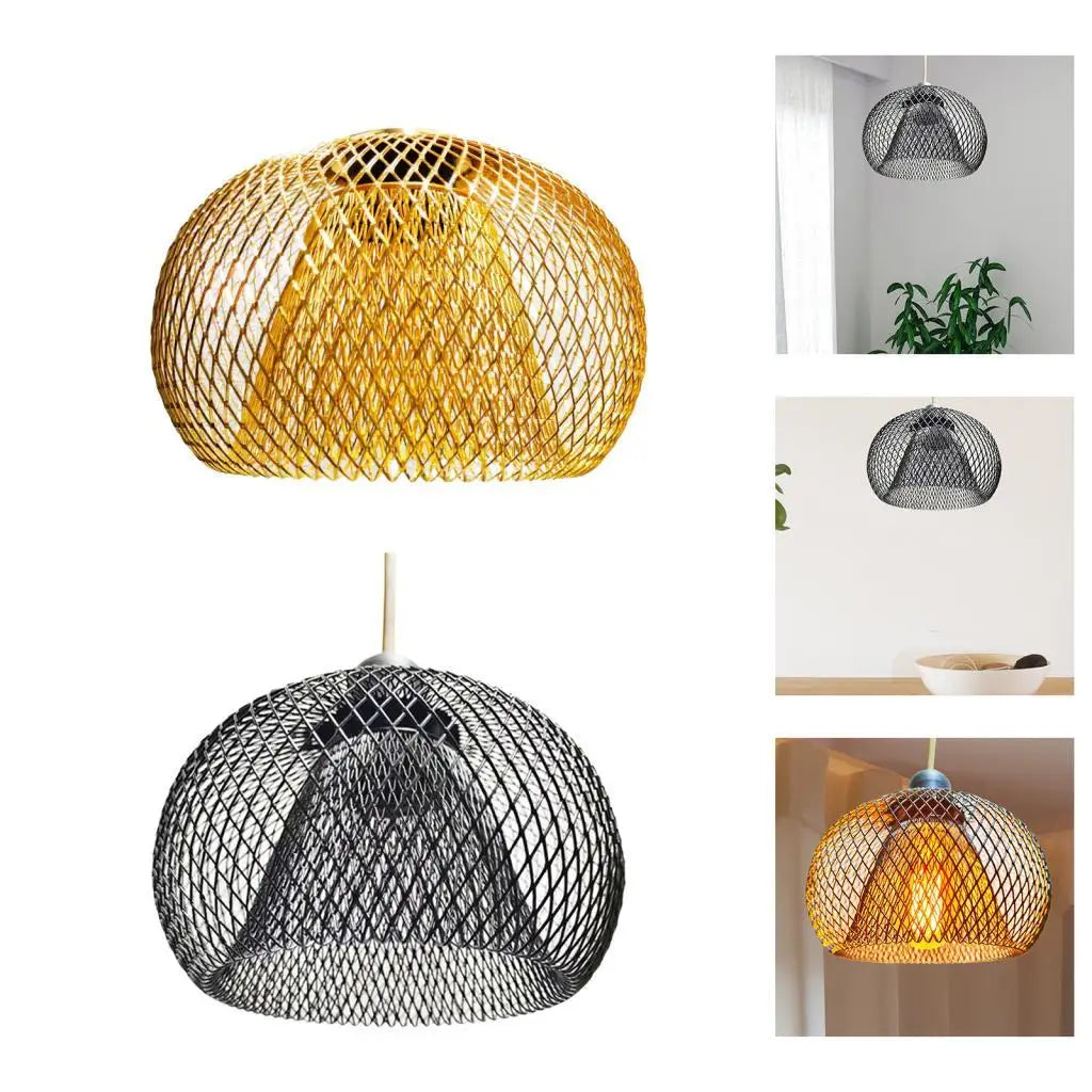 Metal Wire Pendant Lamp Shade Ceiling Light Shade Chandelier Cover Cage Guard for Home Teahouse Dining Room Cafe Hallway